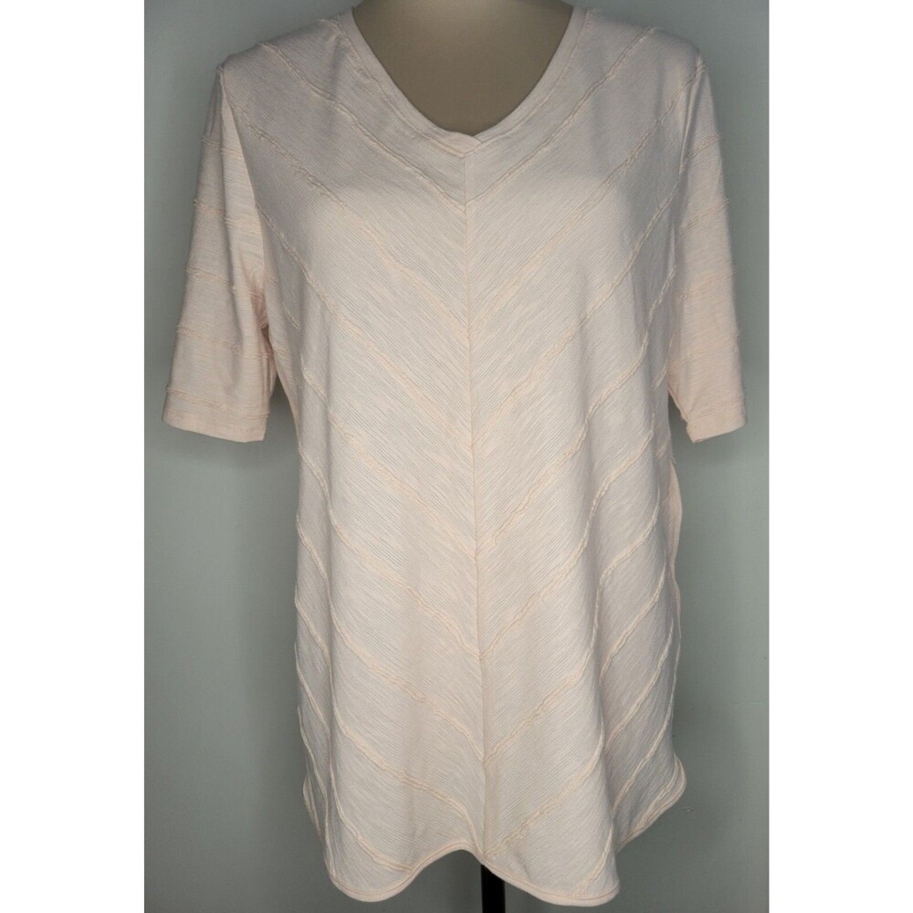 Chico's Knit Top Mitered Texture Blush Peach Womans 2